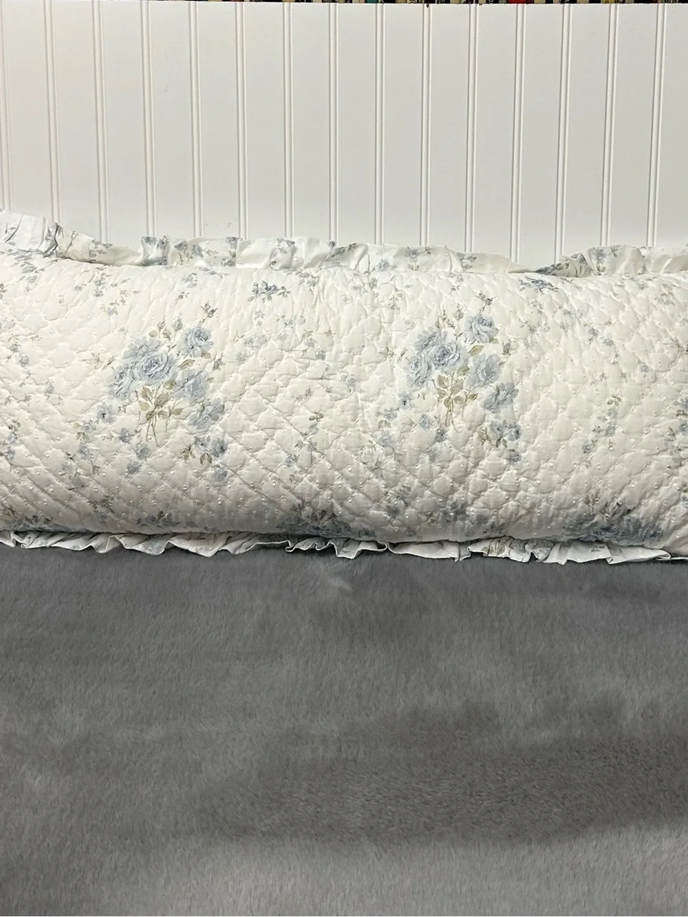 Pottery Barn Loveshackfancy blue ruffle lumbar pillow